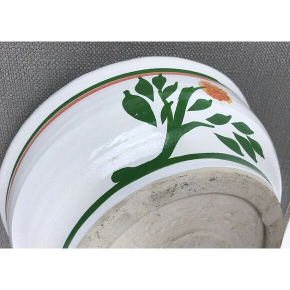 Vintage Lee’s Pottery Hand Painted Floral Fruit Bowl Planter Cream 8.5in x 3in - Picture 12 of 12